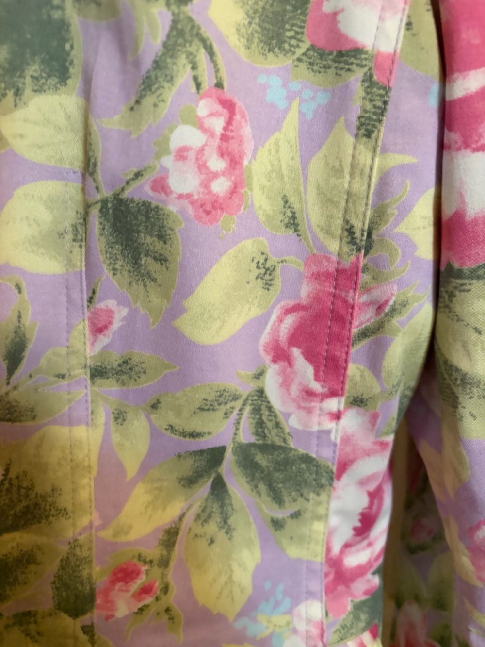 Jaclyn Smith Lavender & Green Floral Trench Coat - Picture 5 of 11